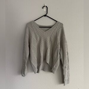 gray crop sweater